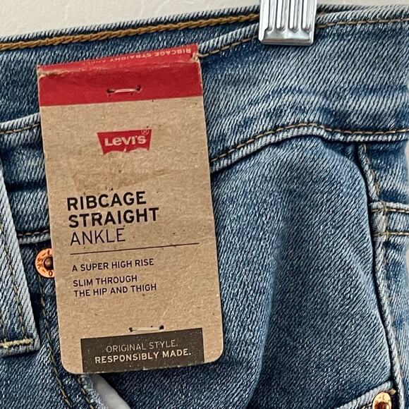 Levi's Ribcage Straight Ankle Jeans Women's Size 30 High Rise Distressed NWT - Picture 10 of 13